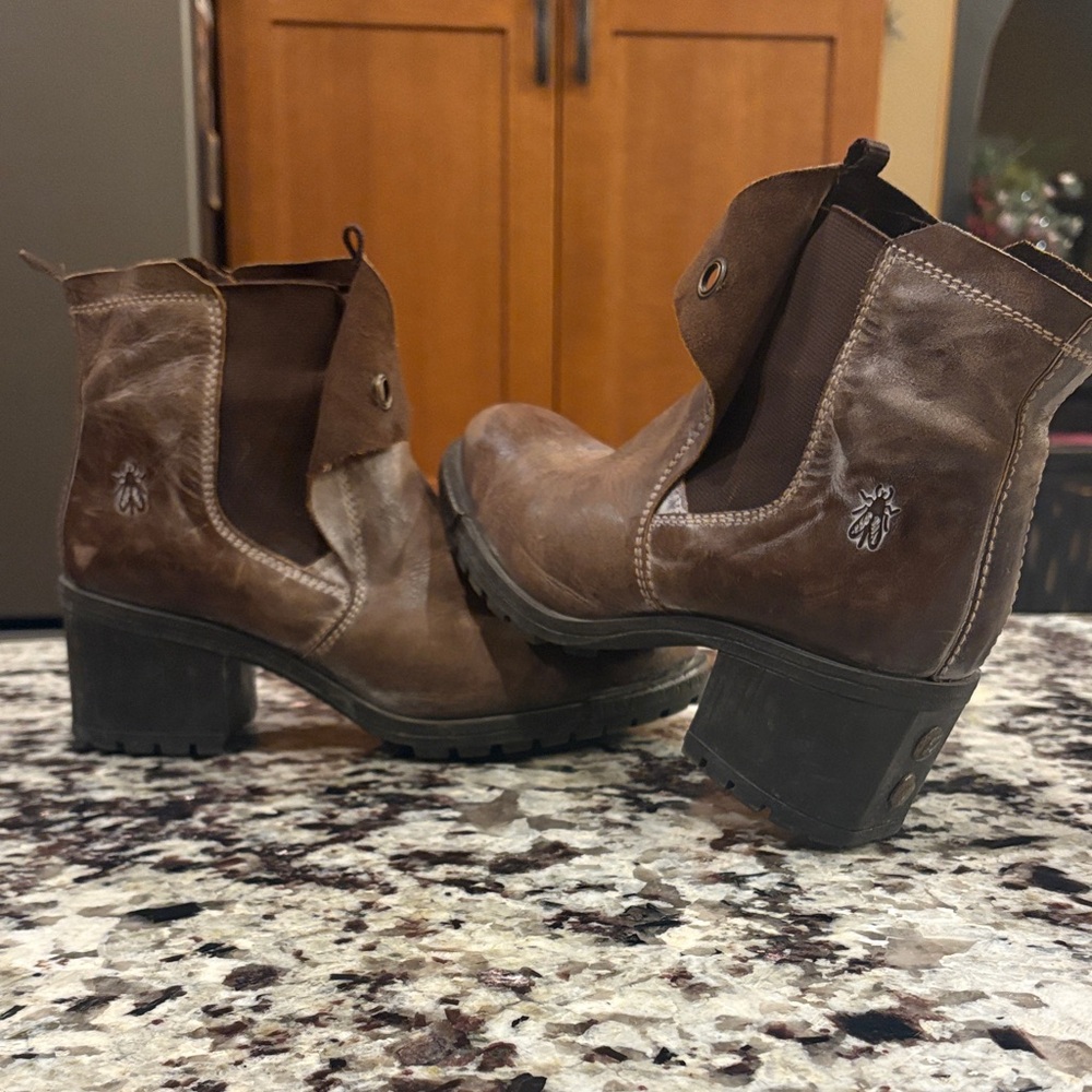 Fly London Dark Brown Leather Ankle Boots